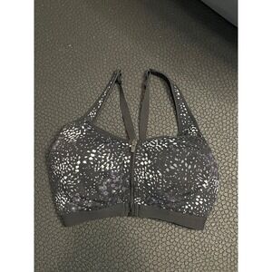 Victoria Sport Knockout Front Close Sports Bra 32DD‎ Black White Speckle Zipper